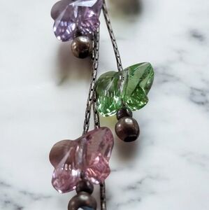 Vintage 16" Sterling Silver 925 Boxchain Necklace & 5 Butterfly Pendant The ne